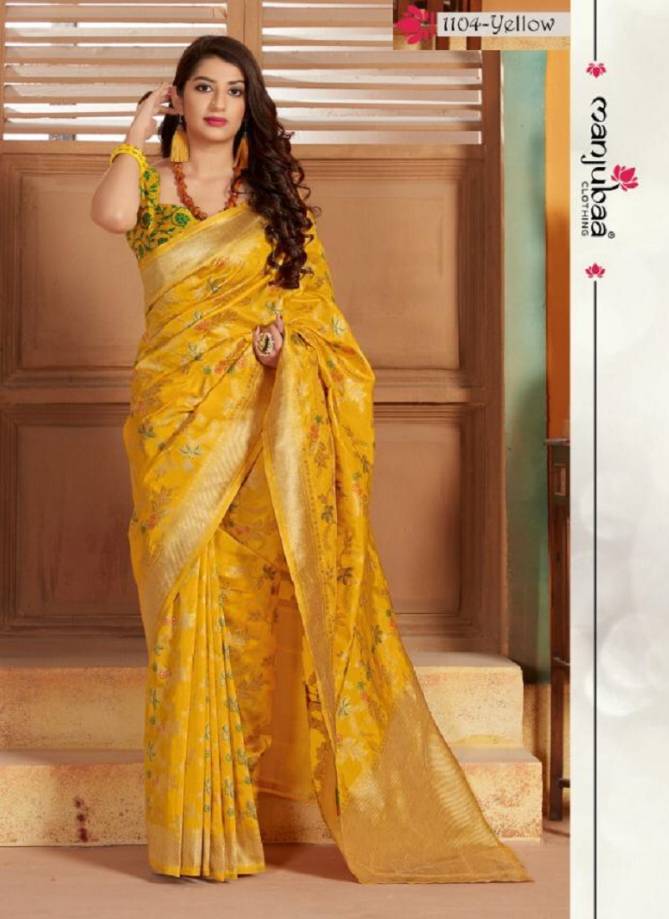 Manjubaa Lotus Vol 11 Launching New Colors in Super Hit Design Festive Wear Stylish Printed Silk Saree Collection 